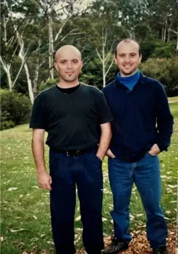 A photo from the example memorial: two friends together