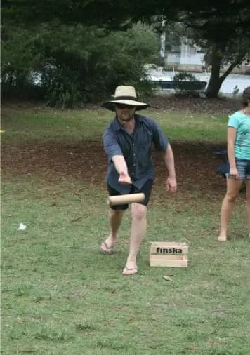 A photo from the example memorial: a backyard game